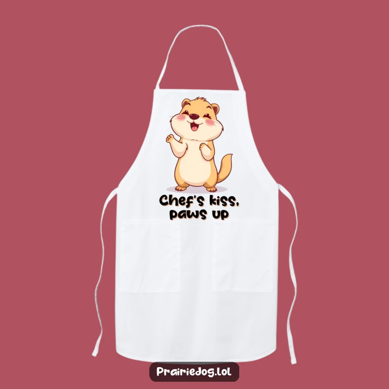 Funny Paws Up Prairie Dog Apron, Smiling Chef's Gear, Hilarious Gift