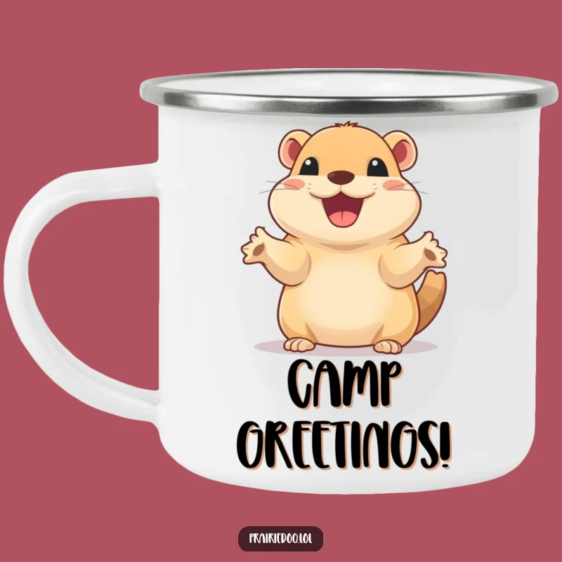 Funny Excited Prairie Dog Camping Mug - Outdoor Waving Gift