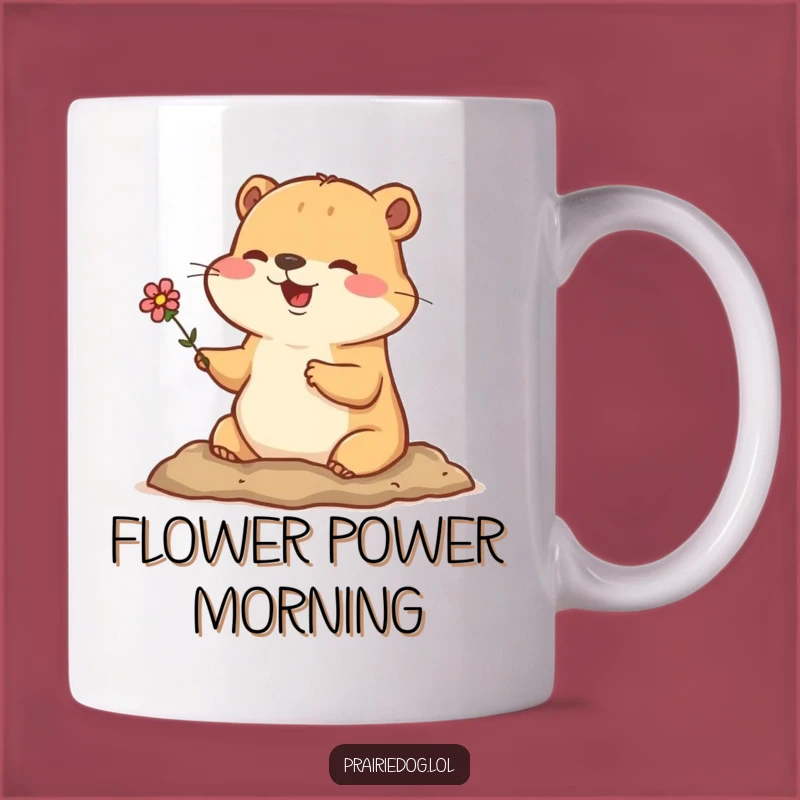 Funny Prairie Dog Flower Mug - Cute Burrow Buddy Gift