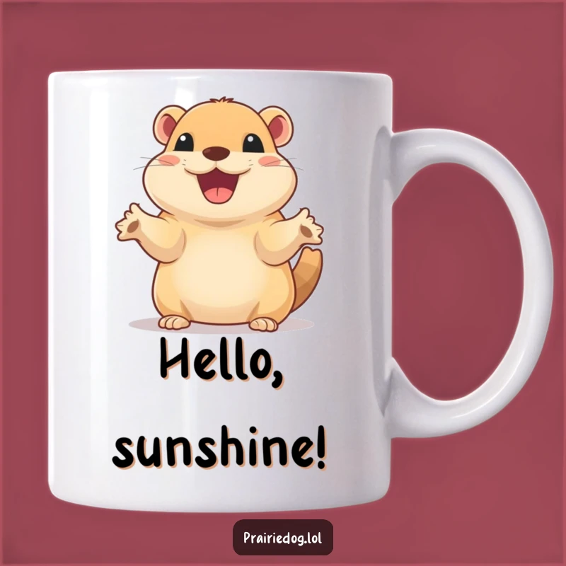 Funny Excited Prairie Dog Mug - Waving Friend Gift