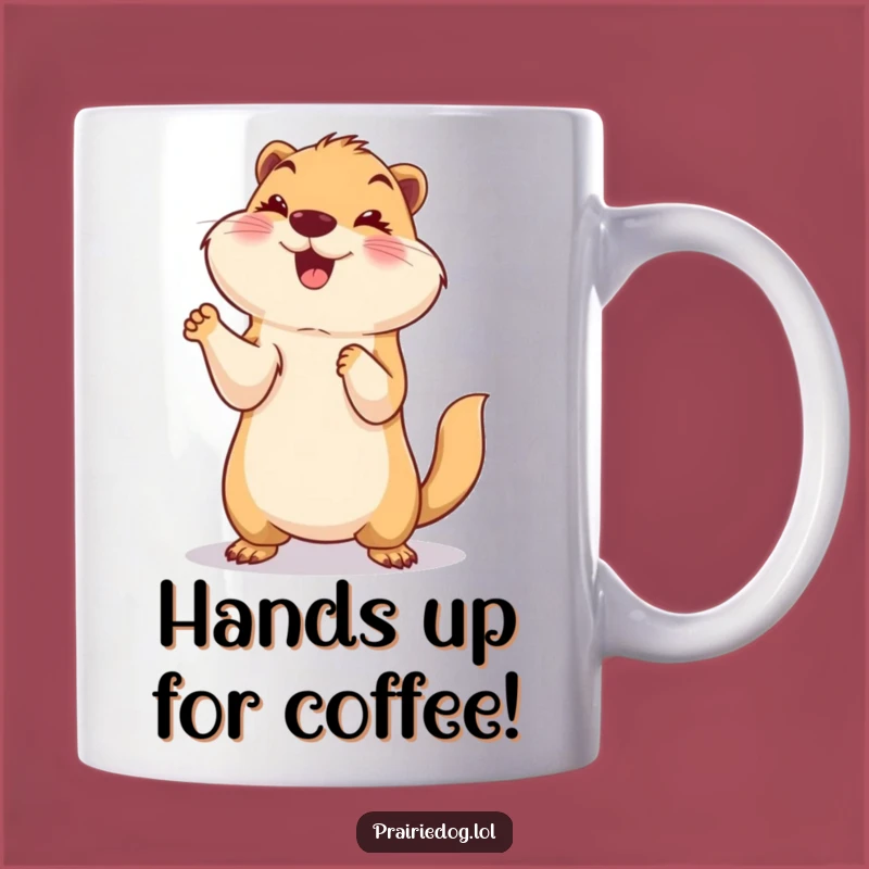 Funny Smiling Prairie Dog Mug, Paws Up Celebration Gift, Hilarious