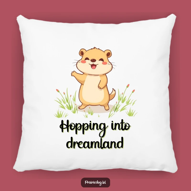 Funny Joyful Prairie Dog Hop Pillow, Happy Field Jumper Cushion, Cozy Gift