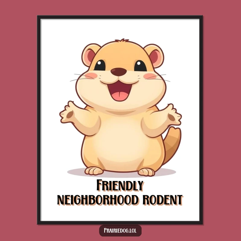 Funny Excited Prairie Dog Digital Art - Waving Decor Gift