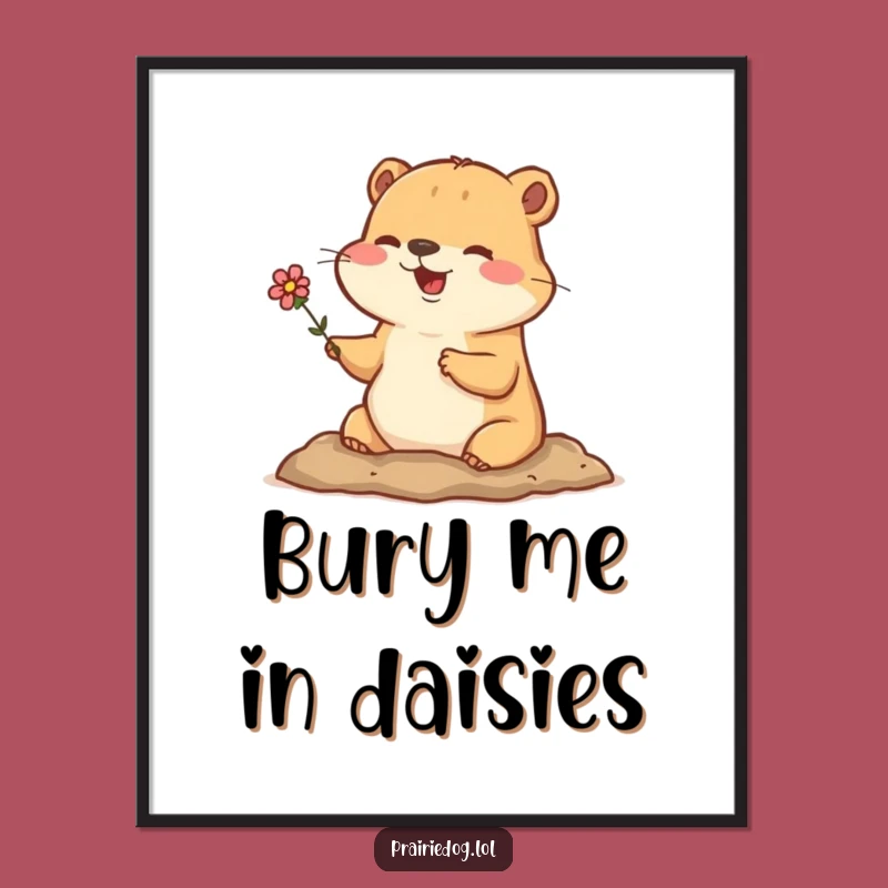 Funny Prairie Dog Flower Digital Art - Cute Burrow Decor Gift