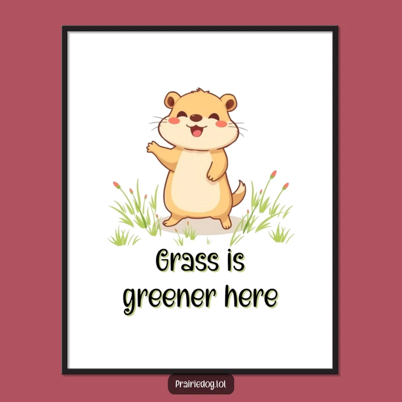 Funny Joyful Prairie Dog Hop Digital Art, Happy Field Printable, Hilarious Gift