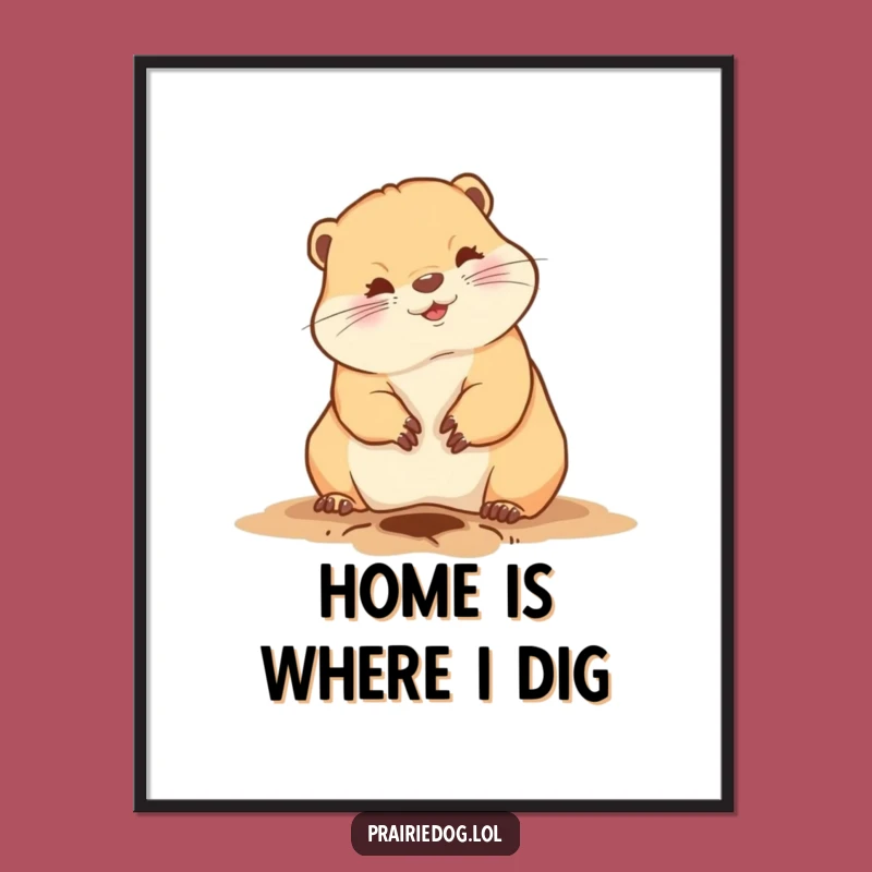 Funny Prairie Dog Digging Poster - Adorable Wall Art for Humorous Home Decor