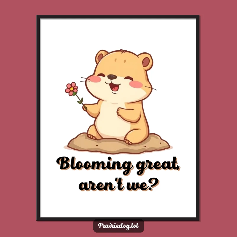 Funny Free Printable Prairie Dog Wall Art: Flower Greeting Decor, Cheerful Downloadable Art