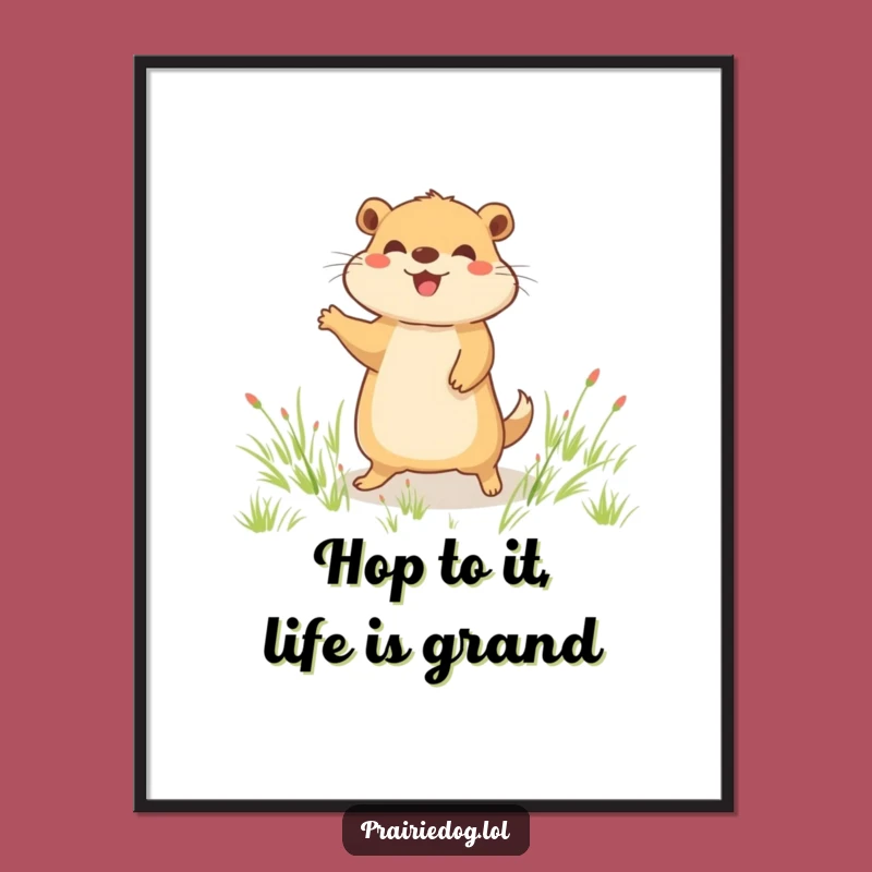 Free Printable Wall Art: Joyful Prairie Dog Hops - Funny Downloadable Decor