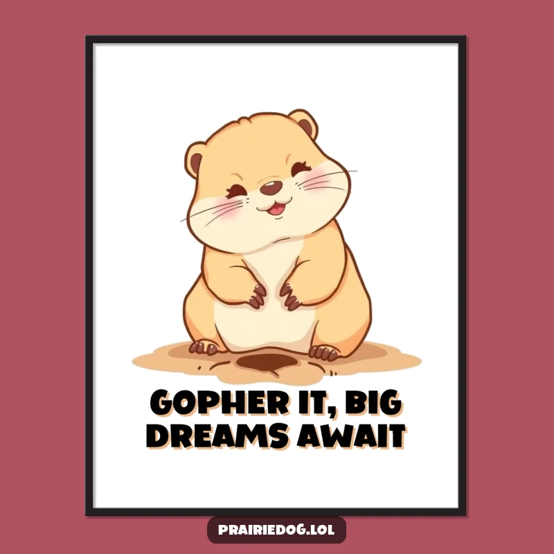 Funny Prairie Dog Digging Free Printable Wall Art - Whimsical Downloadable Decor