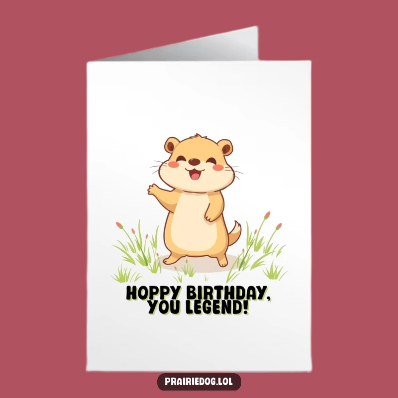 Free Printable Birthday Card: Joyful Prairie Dog Hops - Funny Downloadable Gift