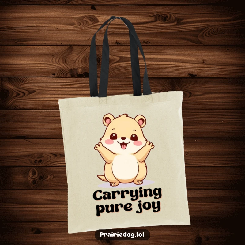 Funny prairie dog waving happily on a durable tote bag, ideal for carrying groceries or daily essentials with a smile.